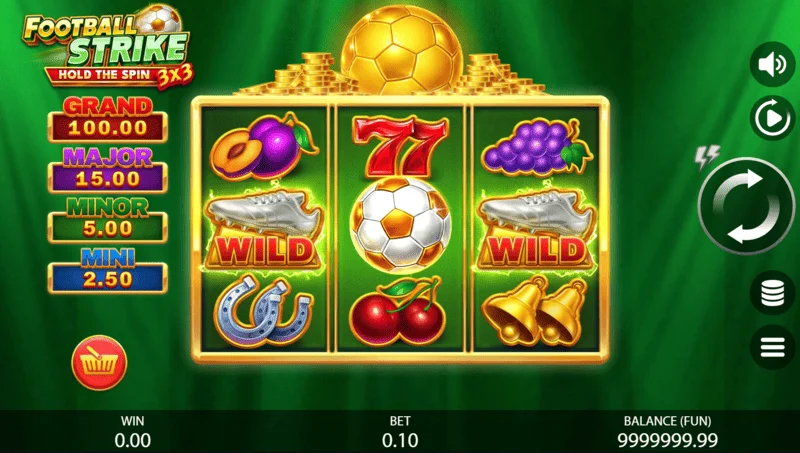 3x3 Football Strike: Hold The Spin - main game screen with the reels